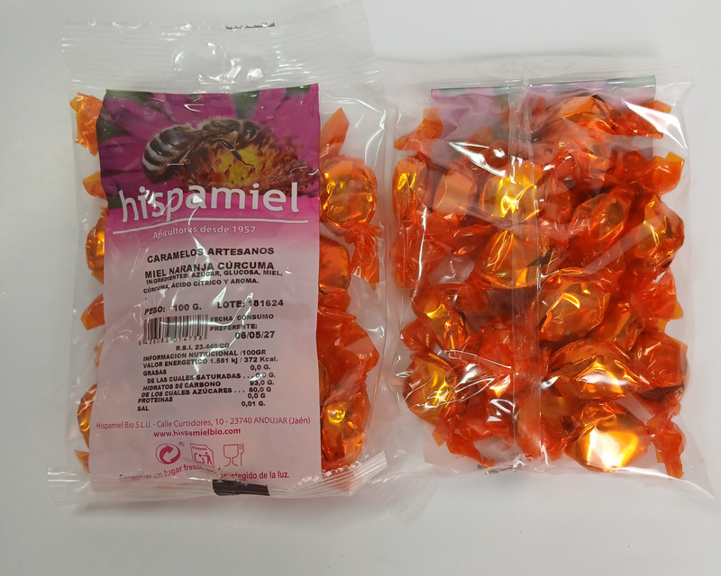 Caramelos de miel con naranja y curcuma